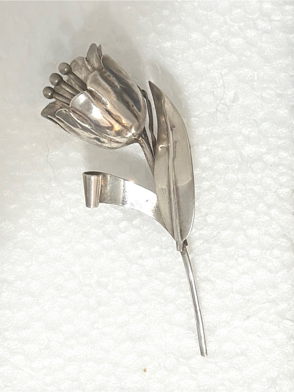 Coro Craft Vintage 1940’s 925 Sterling Silver Tulip Brooch Mid-Century Floral